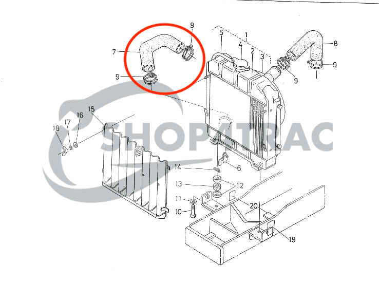 Lower Radiator Hose Kubota B7000/7001 | Shop4Trac