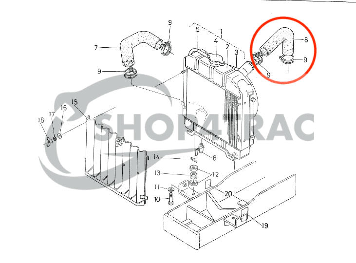 Upper Radiator Hose B7000/7001 | Shop4Trac