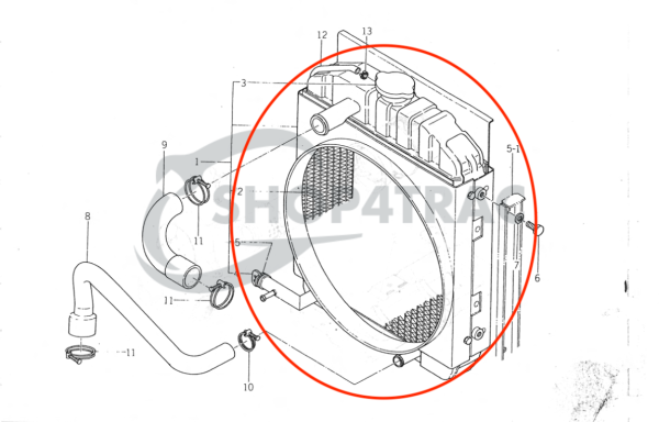 Radiateur Iseki TL1900 – TL2700 | TL1901 – TL2701 | TE4270 | y compris les tuyaux d’eau de refroidissement