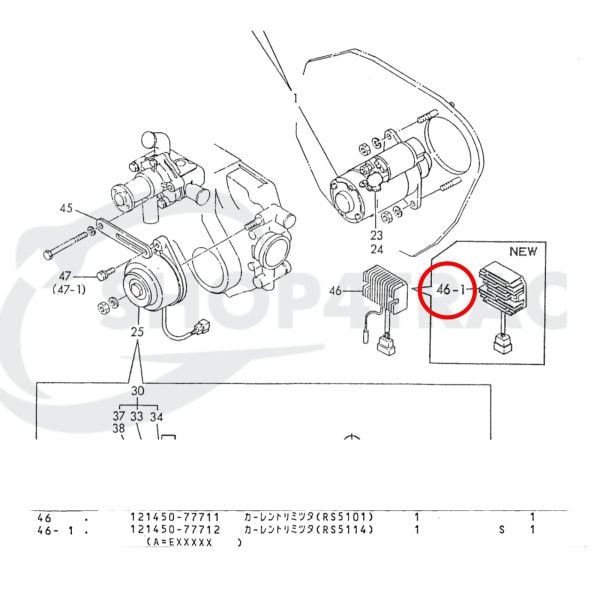 Regolatore di tensione Kubota | Yanmar | Hinomoto | 6 tappi | Shop4Trac
