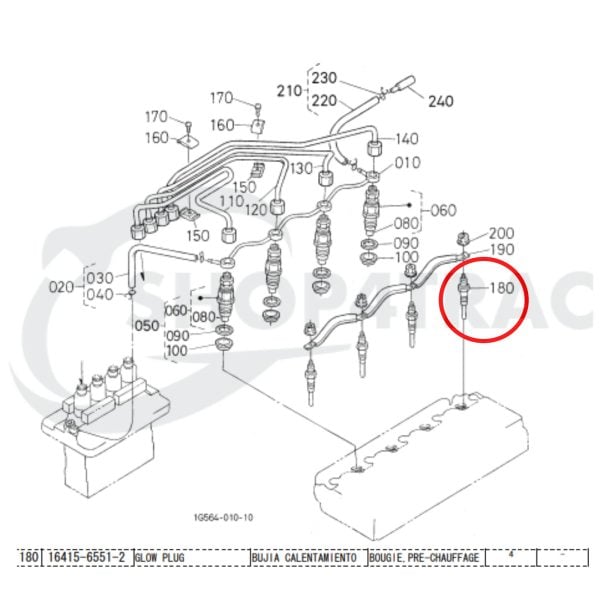 Glow plug | Kubota glow candle | D1403 | D1503 | D1703 | V1903 | V2003 | V2203 | V2403 | Shop4Trac