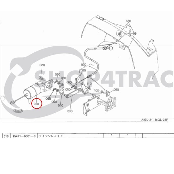 Kubota Solenoid | Stopmagneet | Afzetter brandstofpomp Kubota B | GL Serie | Hinomoto NX serie