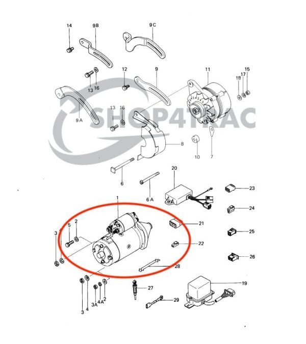Anlasser Iseki TX1300 | TX1500 | KE70 | KE75 | Shop4Trac