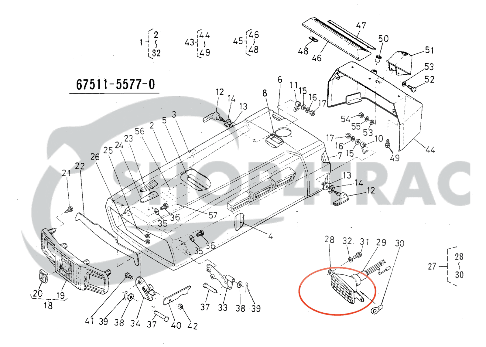 Reflektor Kubota B1200, B1400, B1500, B1600 | Sklep4Trac