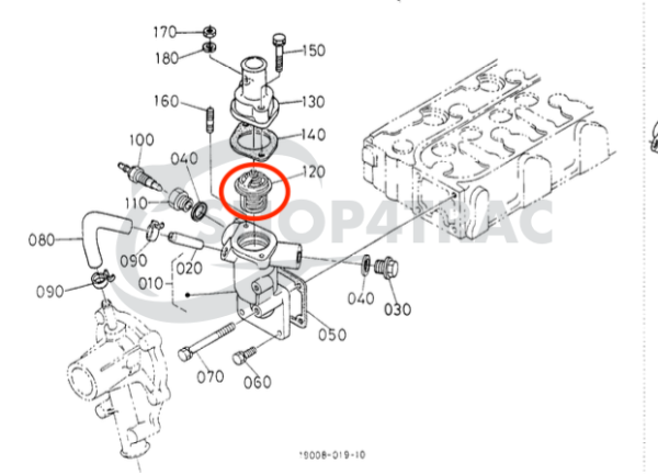 Termostat Kubota D662 – D950 | V1305-T | V1205 – V1505-T | 38 MM