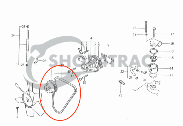Correa trapezoidal Iseki Landhope TU145 - TU175 | TX145 - TX155 | Kubota B1600 - B1702 | Tienda4Trac