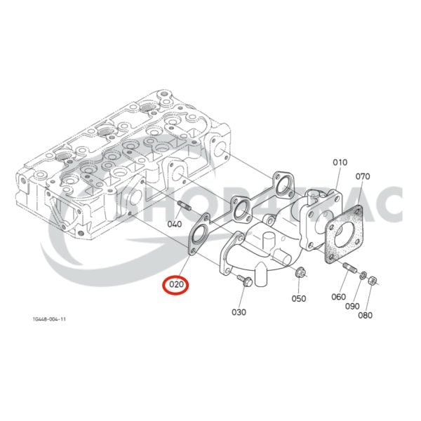 Exhaust manifold gasket Kubota D902 | D902EBH | Bobcat | Schäffer | Aste