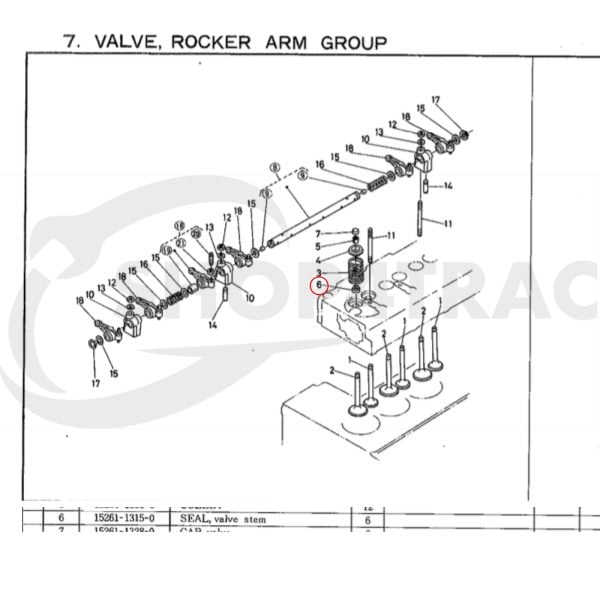 Retén de válvula Kubota Motor Z500 – Z600 | D650 – D950 | V1100 – V1200