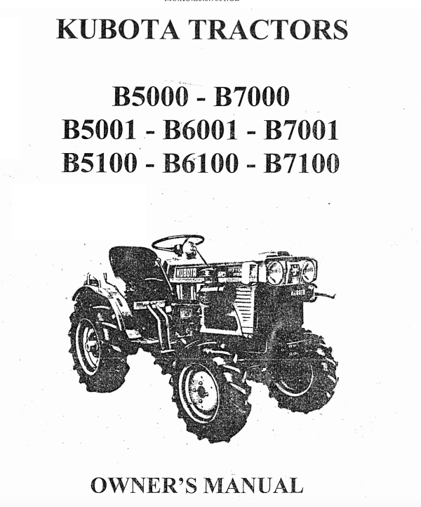 Manual Kubota B5000 - B7001 | B5100 - B7100 | Shop4Trac