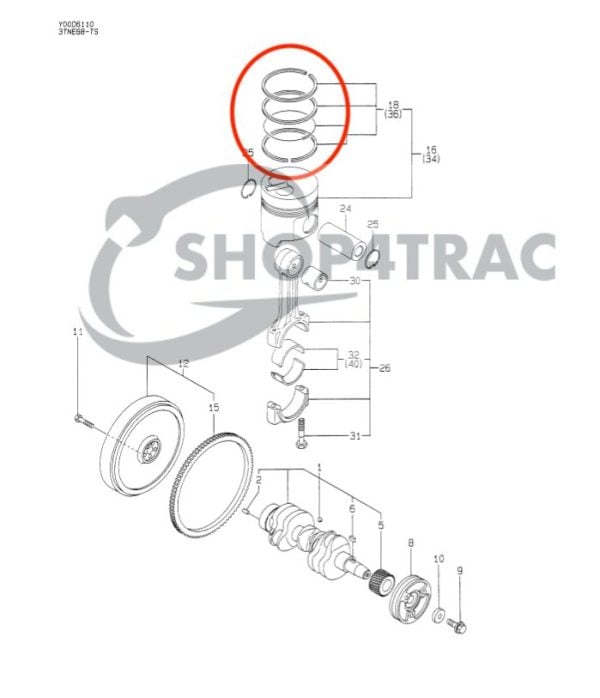 Zuigerveren Yanmar 2TNE68 | 3TNE68 | Takeuchi | Komatsu 3D68E | Shop4Trac