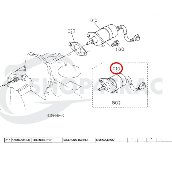 Magnetventil für Kubota BG2-Motoren | 1503ES-12A5UC5S | Shop4Trac
