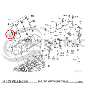 Bougie de préchauffage | Bobine incandescente Kubota V2607 | Moteur V2607-DI | Bobcat T190 | Shop4Trac