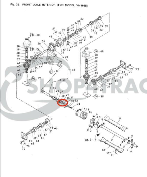 Sceau à huile de différentiel – PTO TE3210 – TE4270 | TU1700 – TU2101F | TX1000-TX2160F | TC30458 | Essieu avant Yanmar