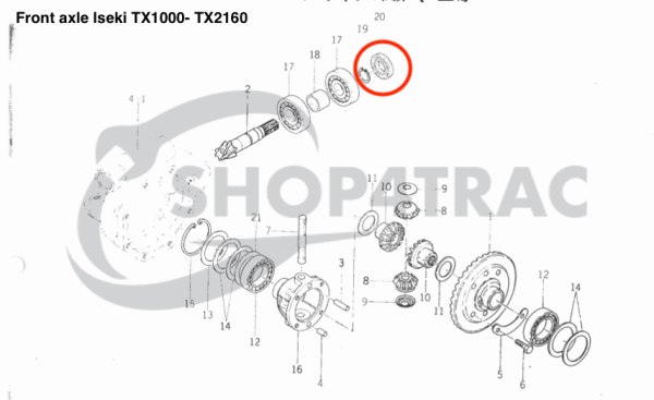 Keerring Iseki vooras differentieel TX1000 – TX2160F | Kubota B6000 | TC25478