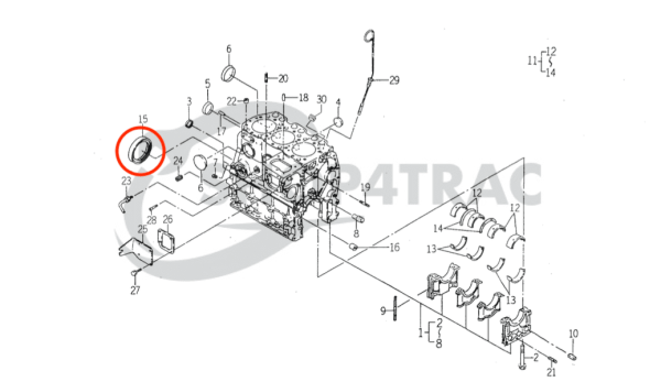 Uszczelniacz Wał korbowy tył E3CC | E3CD | E3CD-T | E3CE | E3DF | E4CG – OEM: AH3724Q, 6209-625-003-20, 6209-625-003-00