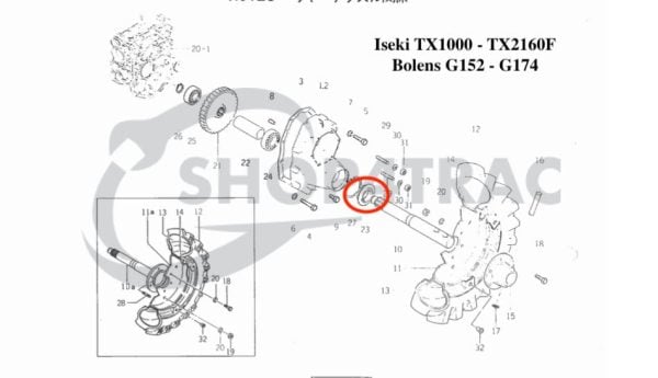 Uszczelniacz Iseki tylnej osi TX | TU | TF | Bolens G152 – G174