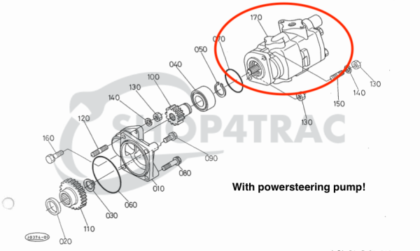 Hydrauliekpomp Kubota GL19 – GL338 | L3600 – L4610(dubbel met stuurbekrachtiging)