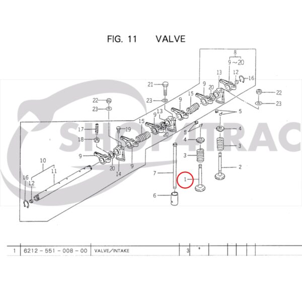 Intake Valve ISEKI engine E3CD | E3CE | E3CF | Original part | OEM