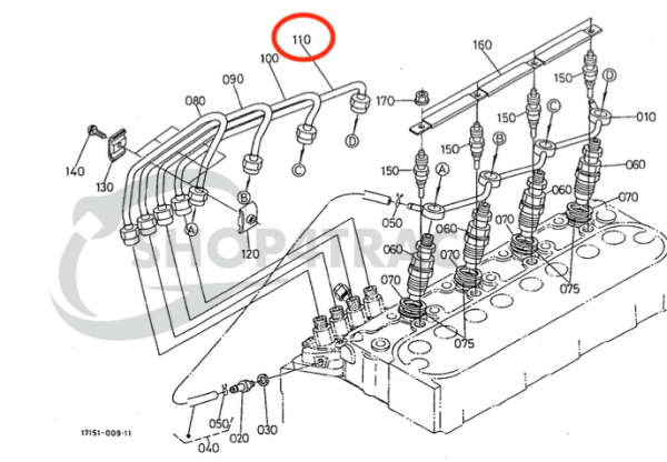 Línea de inyección | Línea de presión Kubota V1305 | V1505 | D1005 | D1105 | 16271-53742 – OEM: 16271-53742, 16271-5374-2, 16271-53740