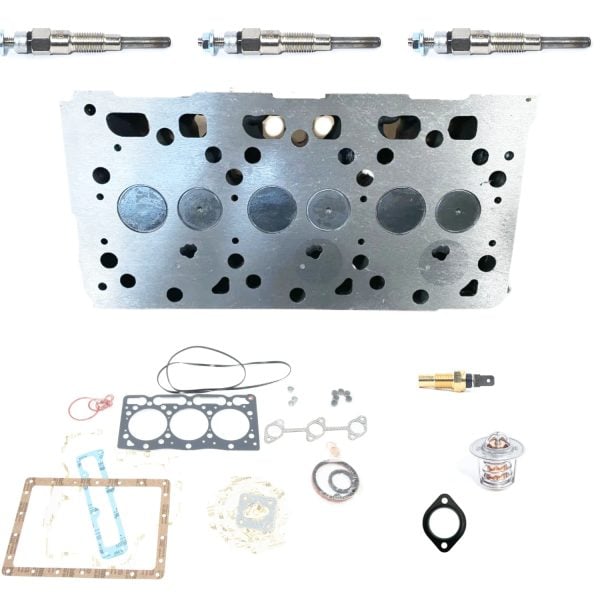 Culasse Kubota D1105 complète + pochette de joints + bougies de préchauffage | Thermostat | Vannes
