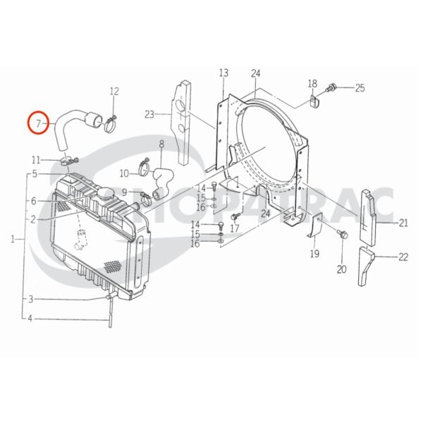 Tubo radiatore inferiore per Iseki TU120 – TU177F | Landhope 120 -177F