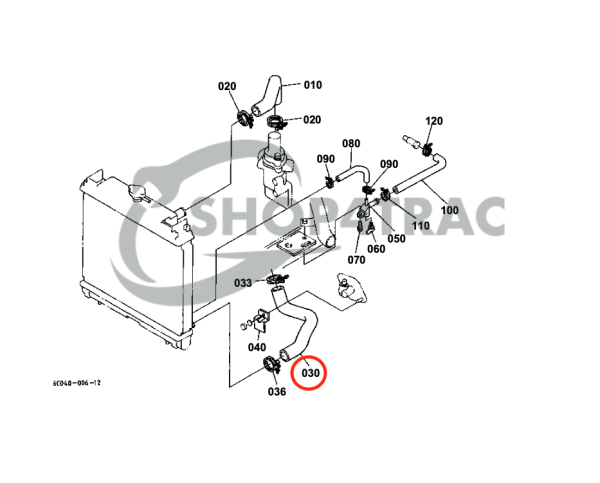 Tubo flessibile del radiatore sotto Kubota B1700 – B2920HSD