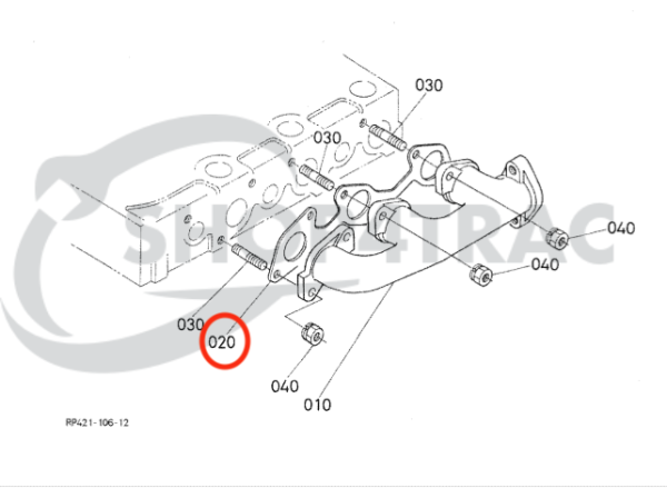 Guarnizione collettore di scarico Kubota D1302 – D1803 | D1402 | D1403 | D1503 | D1703 – L2202 | L2402 | L2500 | L3130 | L3240 | L3540 | KX91 | KX121-3