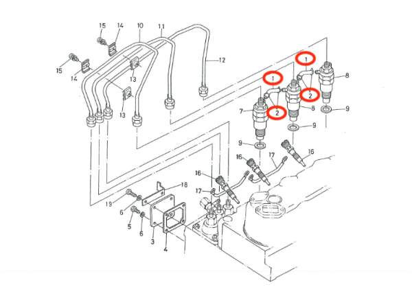 Rücklaufleitung Kubota D750 – D850 – D950 | Überlaufrohr