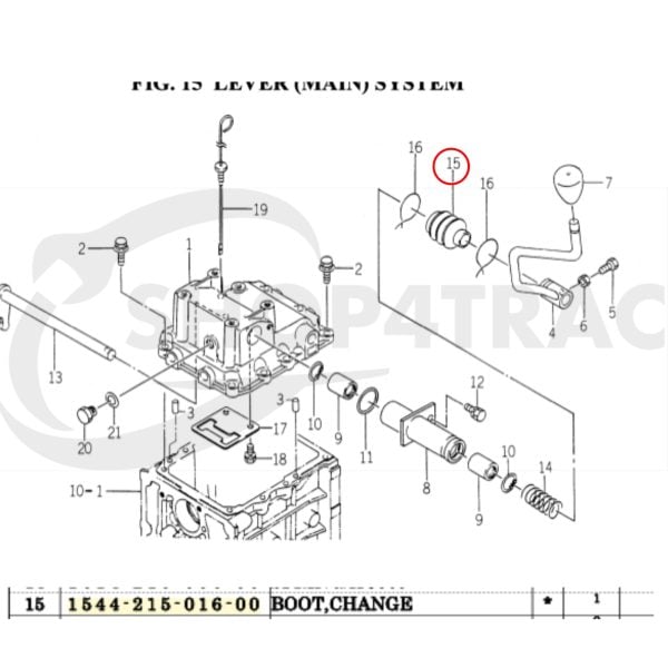 Tapa guardapolvo palanca de cambios Iseki TM316 – TM3200 | Serie TU | TU120 – TU257