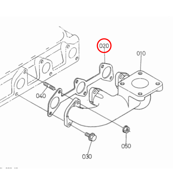 Guarnizione di scarico motore Kubota D722 Basic | Bobcat | Komatsu