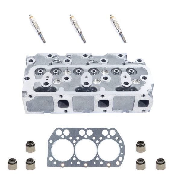 Zylinderkopf + Zylinderkopfdichtung + Glühkerzen Iseki E3100 - E3112 | TF17 - TF317H | TM3200 - TM3240 | SF – OEM: 6211-110-014-20, 621111001420, 6211-110-046-00