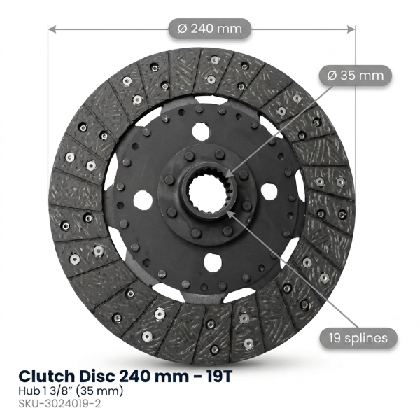 Kit de embrague Kubota L2900 – L4400 | Massey Ferguson 1529 – 1643 | Agco ST34A – 240 mm 19T