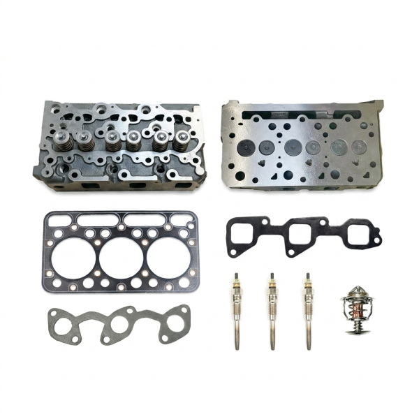 Zylinderkopf Kubota D1703 | D1703E | D1703B | D1703EB | komplett + Kopfdichtung + Glühkerze – OEM: 1A033-03043, 1A03303043, 16487-03040
