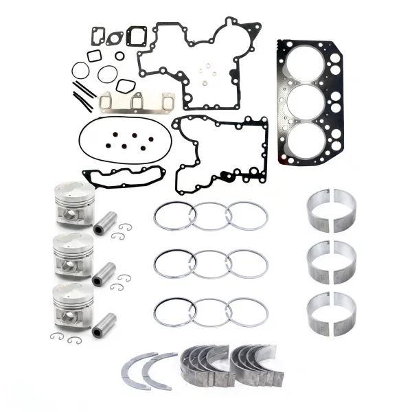 Motorrevisieset Iseki E3CD / E3CF – complete pakkingsset, koppakking, 3 zuigers, 3 zuigerveren, 3 drijfstanglagers en hoofdlagerset